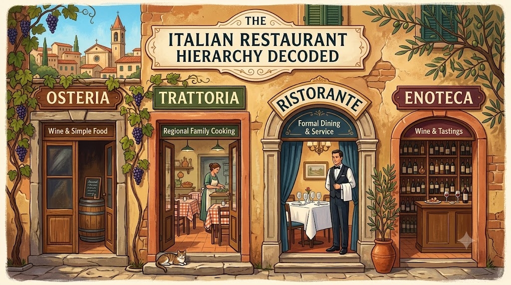 Trattoria, Osteria, Ristorante, Enoteca: The Italian Restaurant Hierarchy