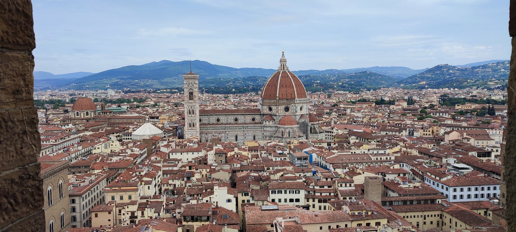 View of the Duomo and Giotto's bell tower from the Arnolfo Tower walkway