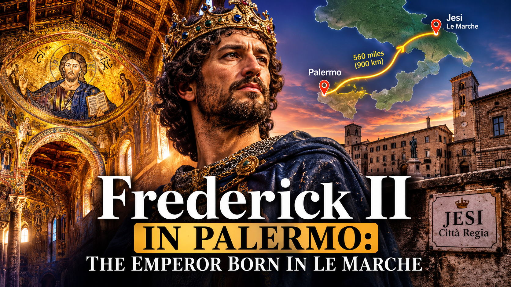 Frederick II in Palermo: the emperor born in Le Marche — cover graphic