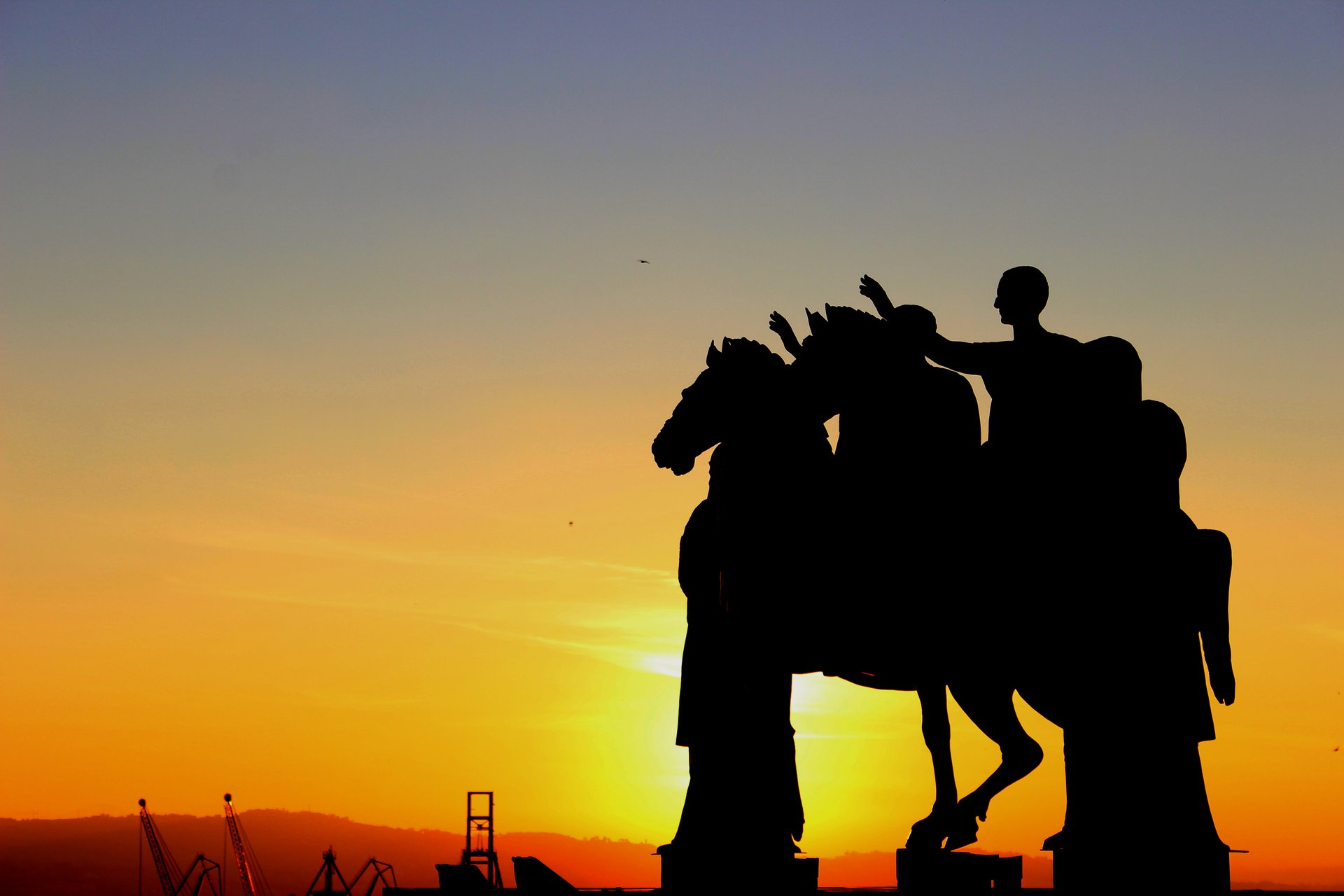 Sunset over the port of Ancona, Le Marche, Italy