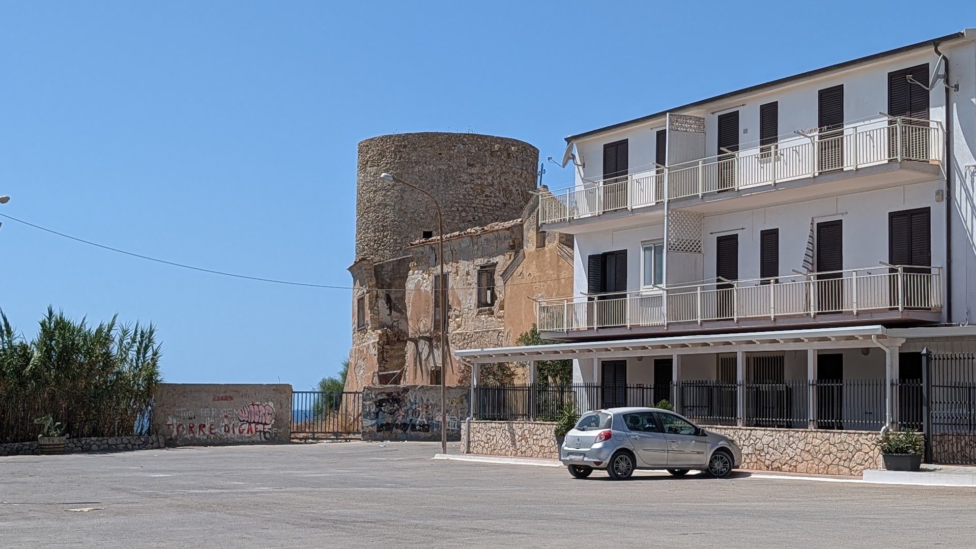 Sicily WWII landing beaches: Torre di Gaffe watchtower at Licata, site of the Red Beach landing on July 10, 1943