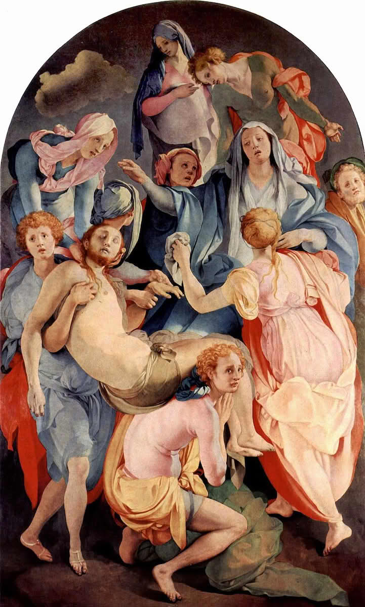 A composition echoing Pontormo's Deposition in the Capponi Chapel of Santa Felicità, Florence.