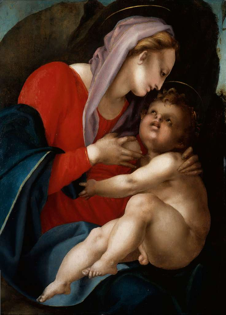 A Madonna and Child composition, representative of the devotional subjects Pontormo painted throughout his Florentine career.